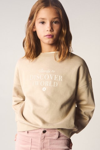 Sweat-shirt coton imprimé - Brun