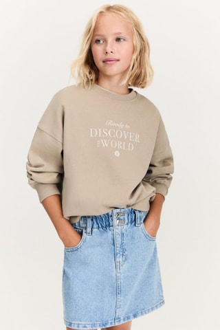 Sweat-shirt coton imprimé - Brun