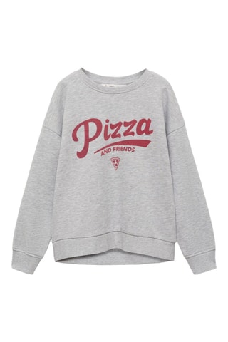 Sweat-shirt coton imprimé - Gris chiné