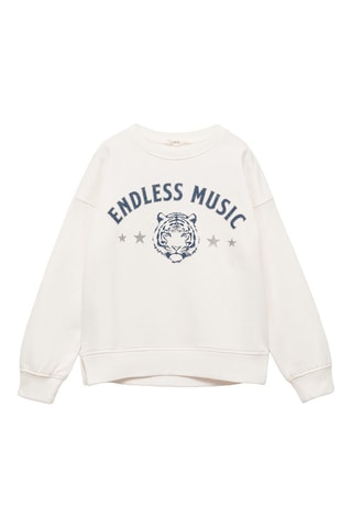 Sweat-shirt coton imprimé - Blanc cassé