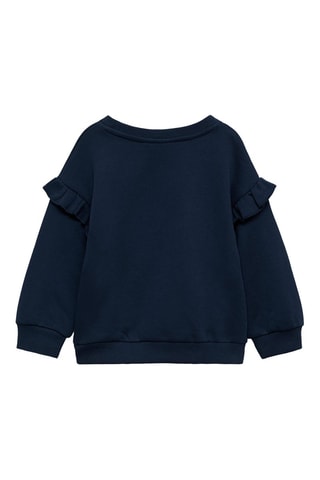 Sweat-shirt coton détails brodés - Bleu marine