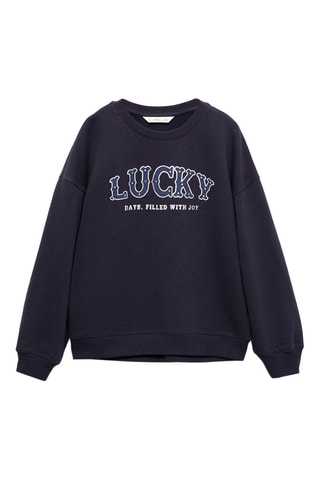 Sweat-shirt imprimé détails texturés - Bleu marine