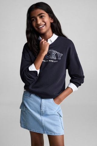 Sweat-shirt imprimé détails texturés - Bleu marine
