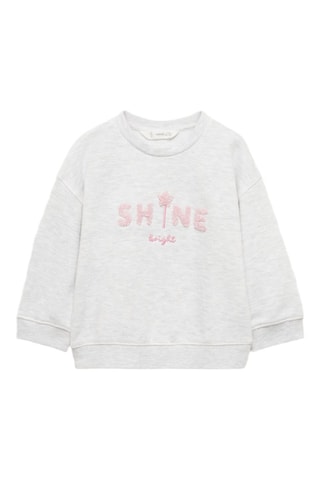 Sweat-shirt coton détails brodés - Gris clair