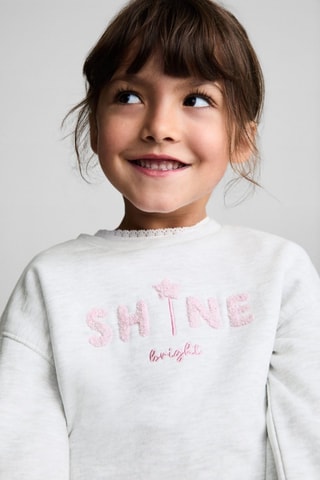 Sweat-shirt coton détails brodés - Gris clair