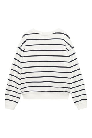 Sweat-shirt à rayures et message - Blanc cassé