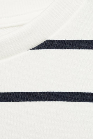 Sweat-shirt à rayures et message - Blanc cassé