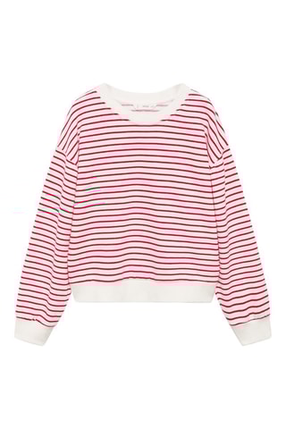 Sweat-shirt coton rayures - Blanc cassé