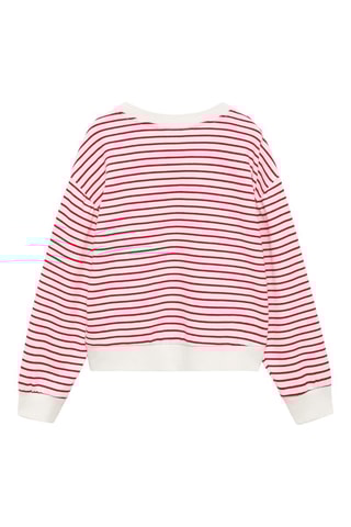 Sweat-shirt coton rayures - Blanc cassé