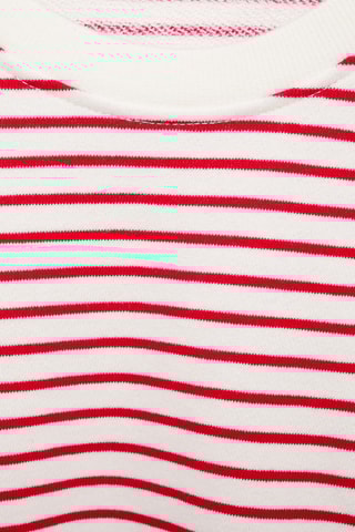 Sweat-shirt coton rayures - Blanc cassé