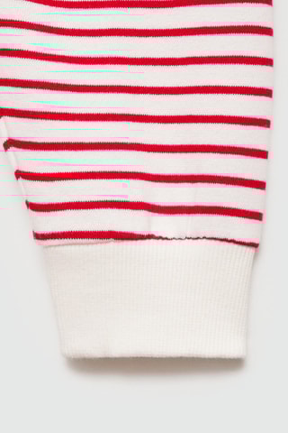 Sweat-shirt coton rayures - Blanc cassé