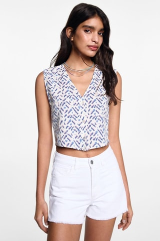 Short bas effiloché - Blanc cassé