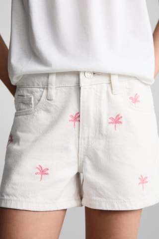 Short coton brodé - Blanc