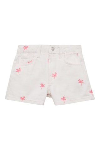 Short coton brodé - Blanc