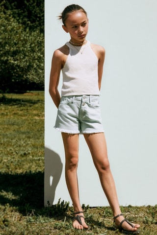 Short bas effiloché - Turquoise