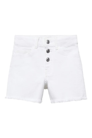 Short en jean boutons - Blanc
