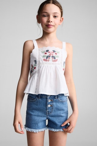 Short en jean boutons - Bleu