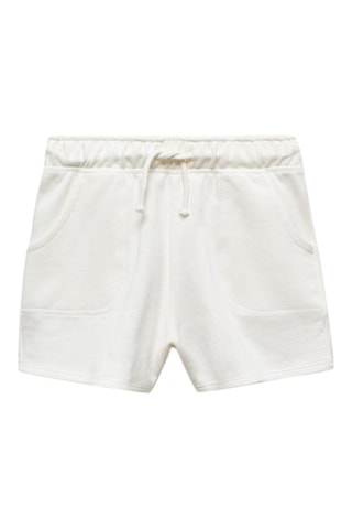 Short coton taille élastique - Blanc cassé