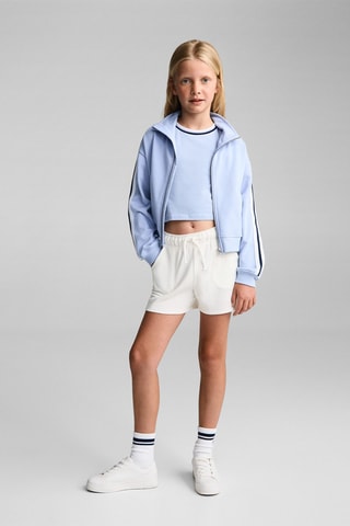 Short coton taille élastique - Blanc cassé