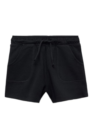 Short coton taille élastique - Noir