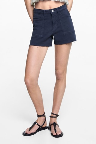 Short coton poches - Bleu marine