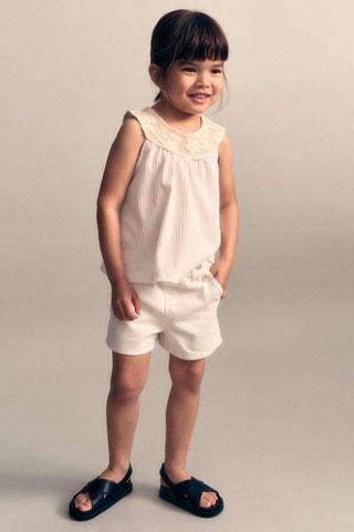Short jean taille élastique - Blanc