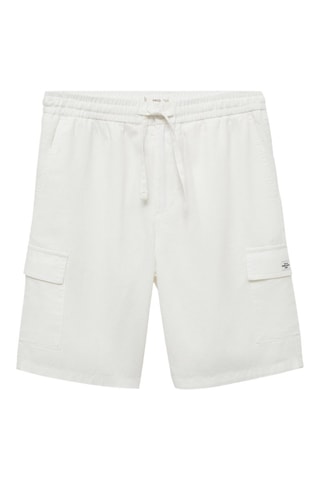 Bermuda lin poches cargo - Blanc cassé