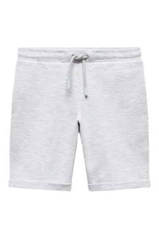 Bermuda coton taille élastique - Gris chiné