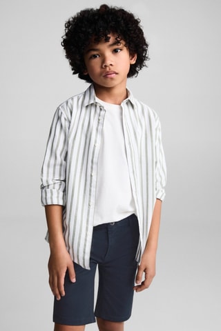 Bermuda slim-fit chino coton - Bleu marine