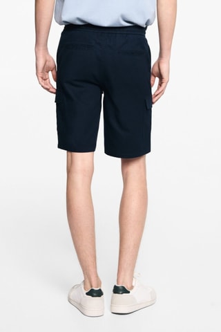 Bermuda lin poches cargo - Bleu marine