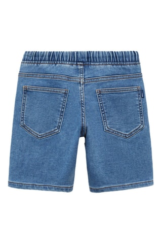 Bermuda denim taille élastique - Bleu