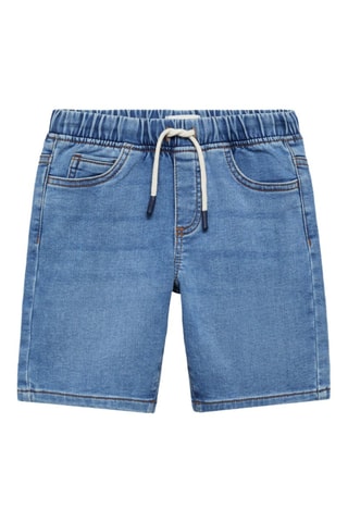 Bermuda denim taille élastique - Bleu