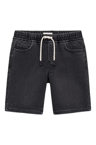 Bermuda denim taille élastique - Noir