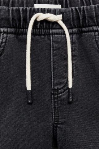 Bermuda denim taille élastique - Noir