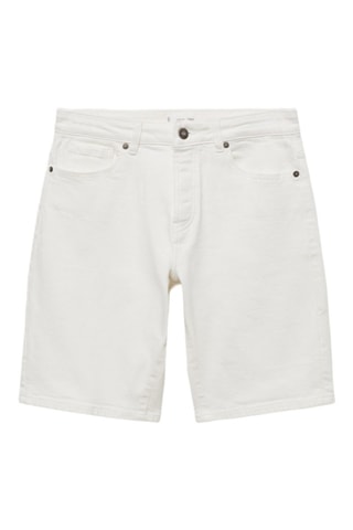 Bermuda denim coton - Blanc cassé