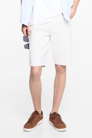Bermuda denim coton - Blanc cassé