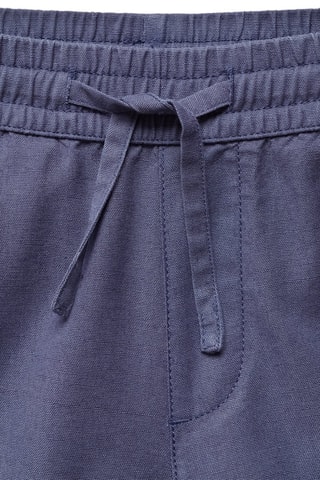 Bermuda lin taille élastique - Bleu