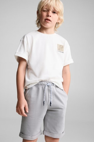 Bermuda coton taille élastique - Gris