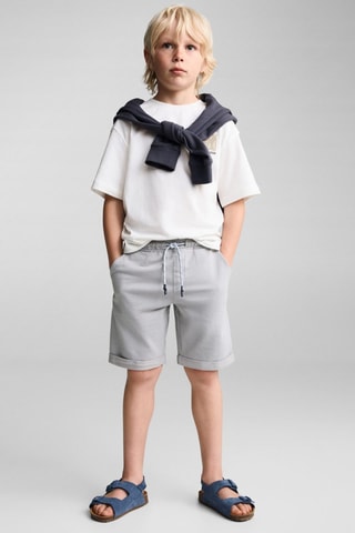 Bermuda coton taille élastique - Gris