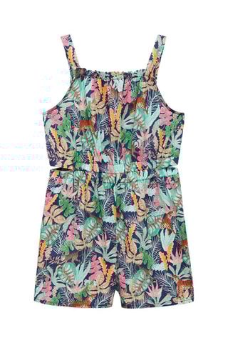 Combinaison en imprimé tropical - Bleu marine