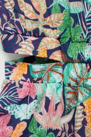 Combinaison en imprimé tropical - Bleu marine