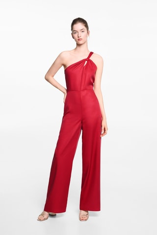 Combinaison satinée asymétrique - Fraise