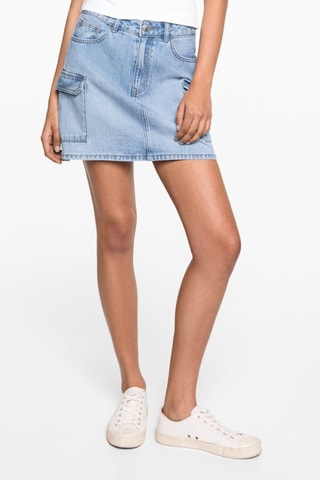 Jupe cargo denim - Bleu