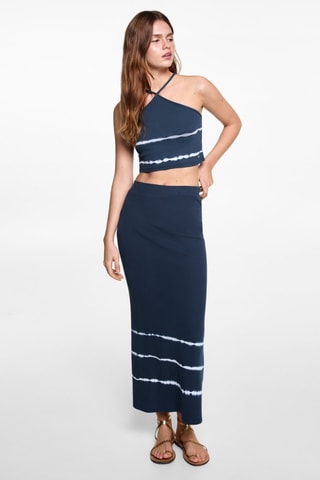 Jupe midi tie-dye - Bleu marine