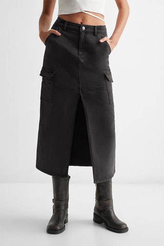 Jupe longue poches cargo - Anthracite