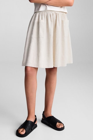Jupe lin poches - Beige