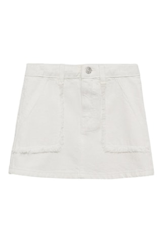 Jupe en jean bords effilochés - Blanc