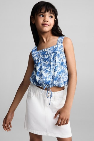 Jupe denim paperbag - Blanc