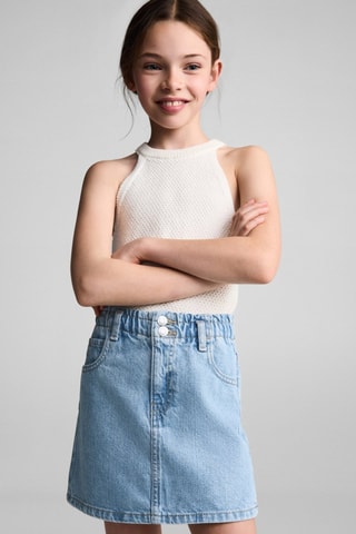 Jupe denim paperbag - Bleu