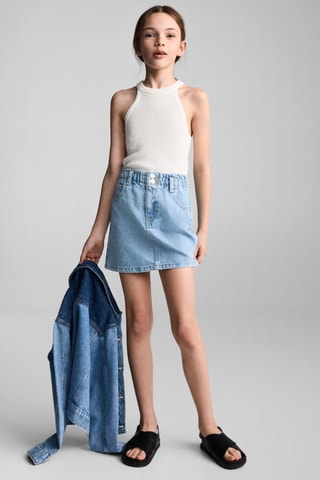 Jupe denim paperbag - Bleu